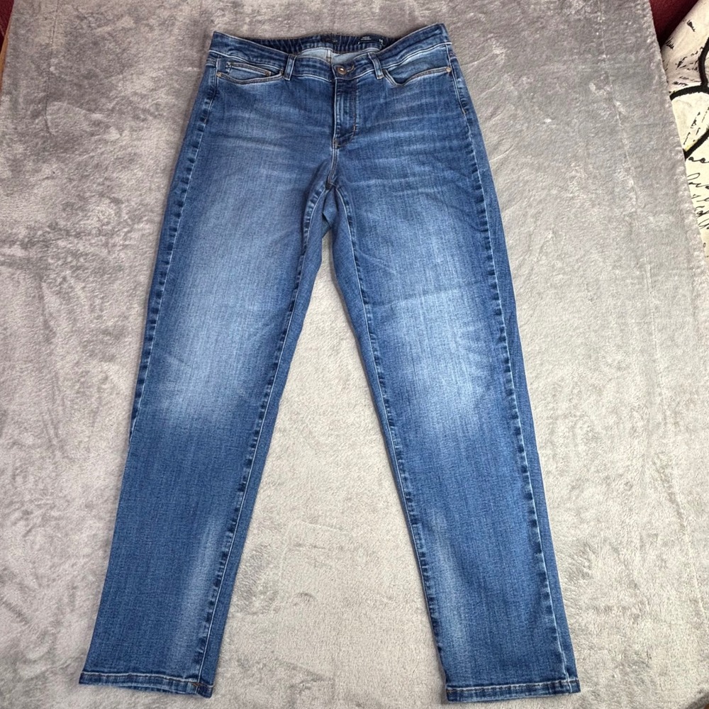 J. Jill Boyfriend Jeans Women 16 Blue Straight Leg Ankle Stretch Faded Denim